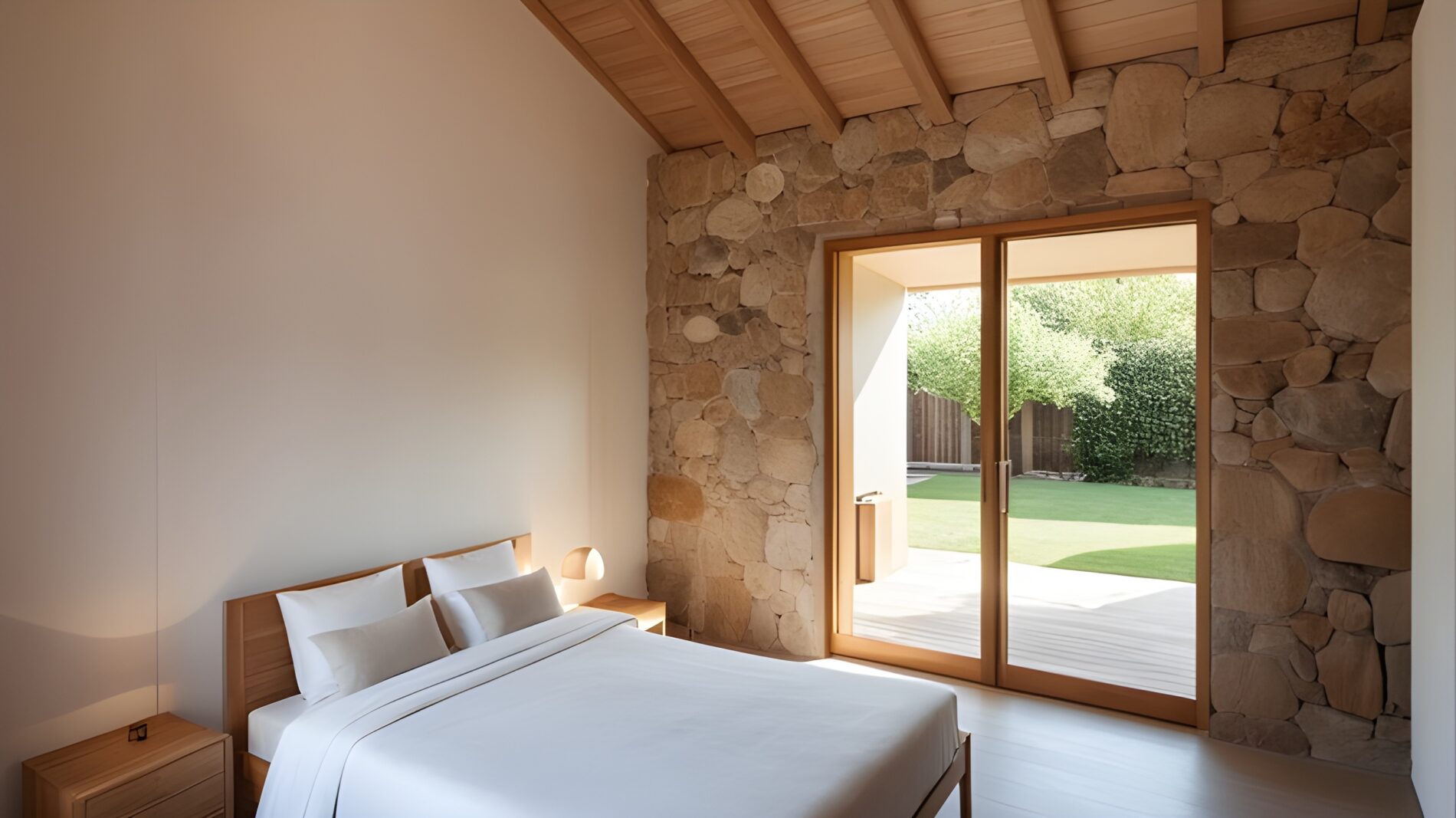 Dormitorio de la vivienda adosada en Arcones, Segovia, con diseño moderno y confortable