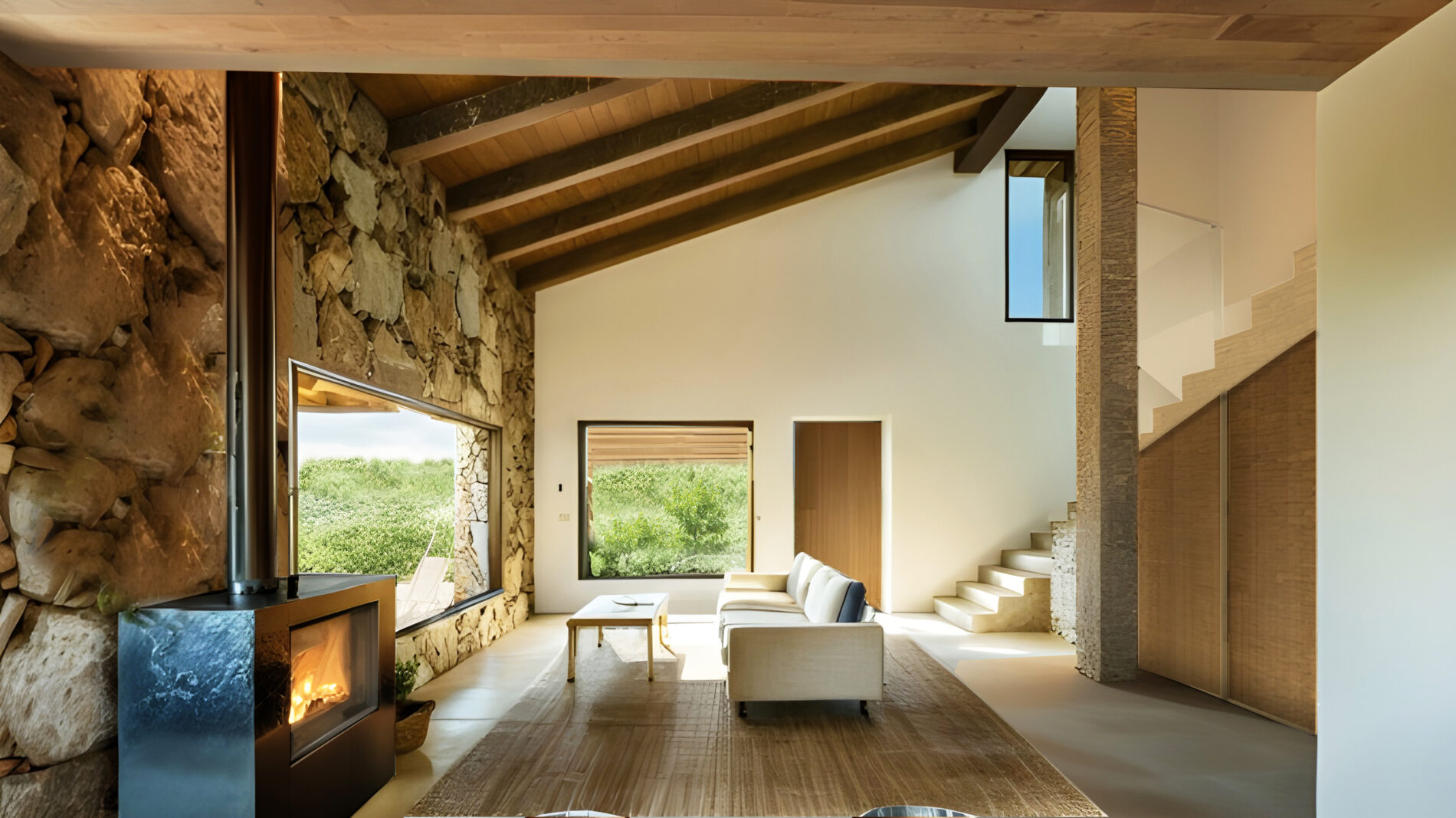 Interior de obra nueva en Pedraza, proyecto de Ignacio Barco Arquitecto, Segovia