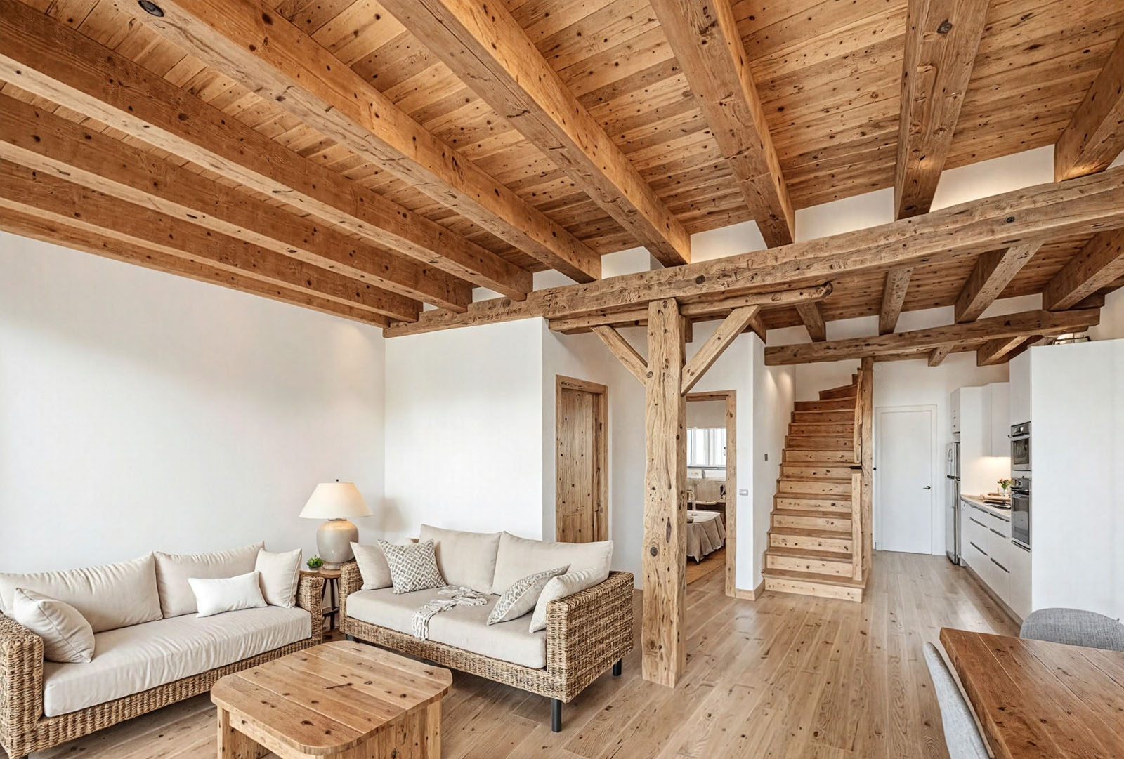 reforma-interior-vivienda-salon-segovia Salón reformado con estructura de madera vista